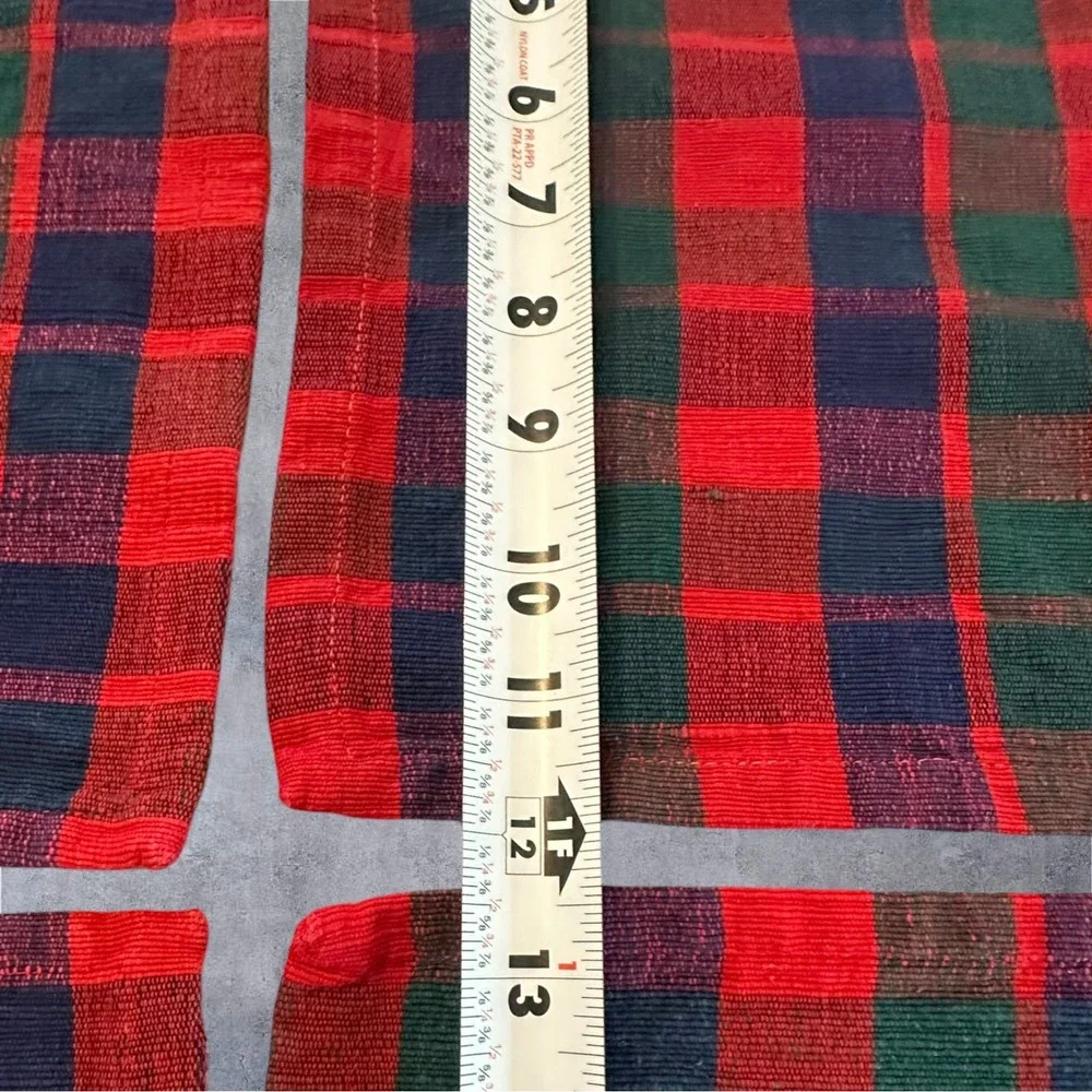 Crate & Barrel‎ Placemats Set of 4 Red Green Blue Plaid Cotton Woven